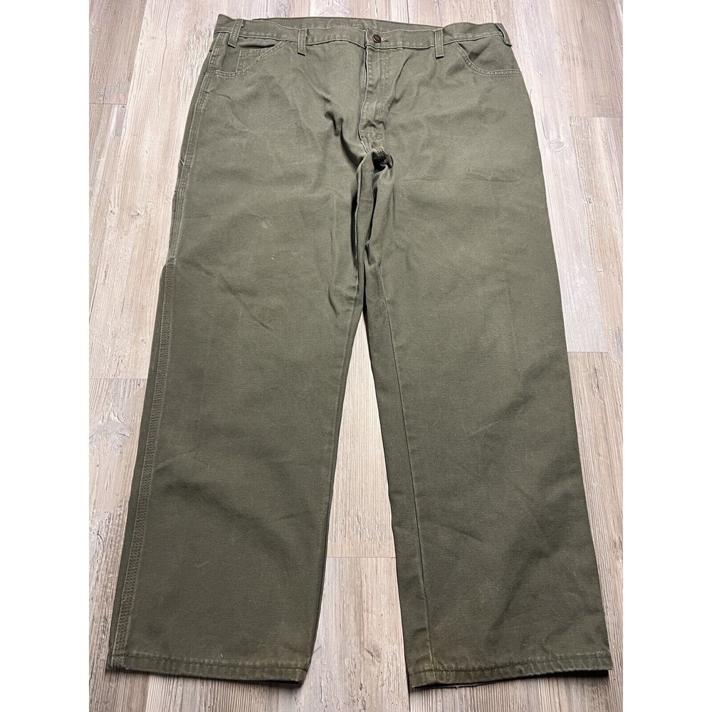 Dickies Carpenter Cargo Pants Men's‎ 42x30 Olive Relaxed Fit Canvas Workwear Dad